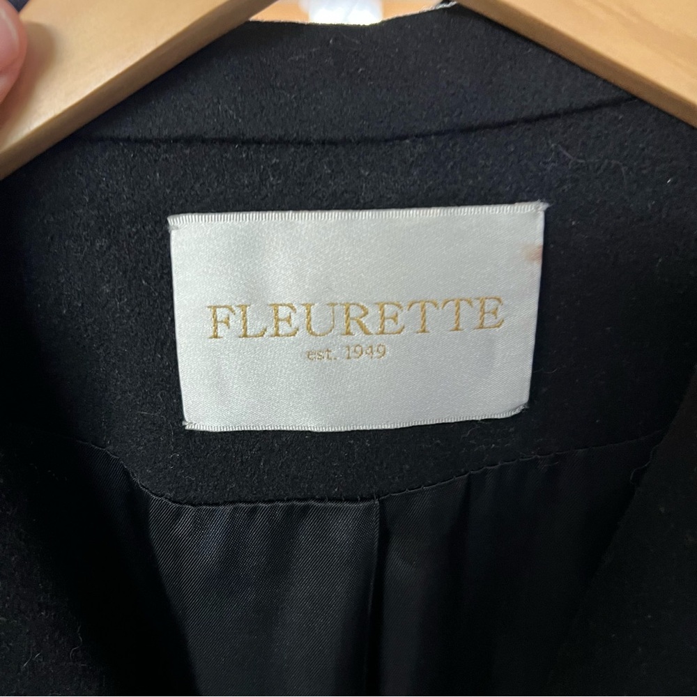 FLEURETTE Mid-Length Black Loro Piana Wool Top Coat, 10 - Picture 10 of 15